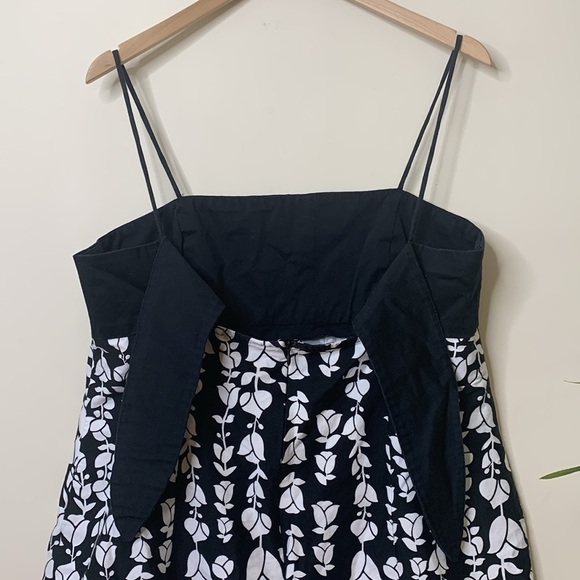 AGB | Black White Floral Spaghetti Strap Peekaboo Bow Hidden Zip Sheath Dress 16 - Picture 8 of 16